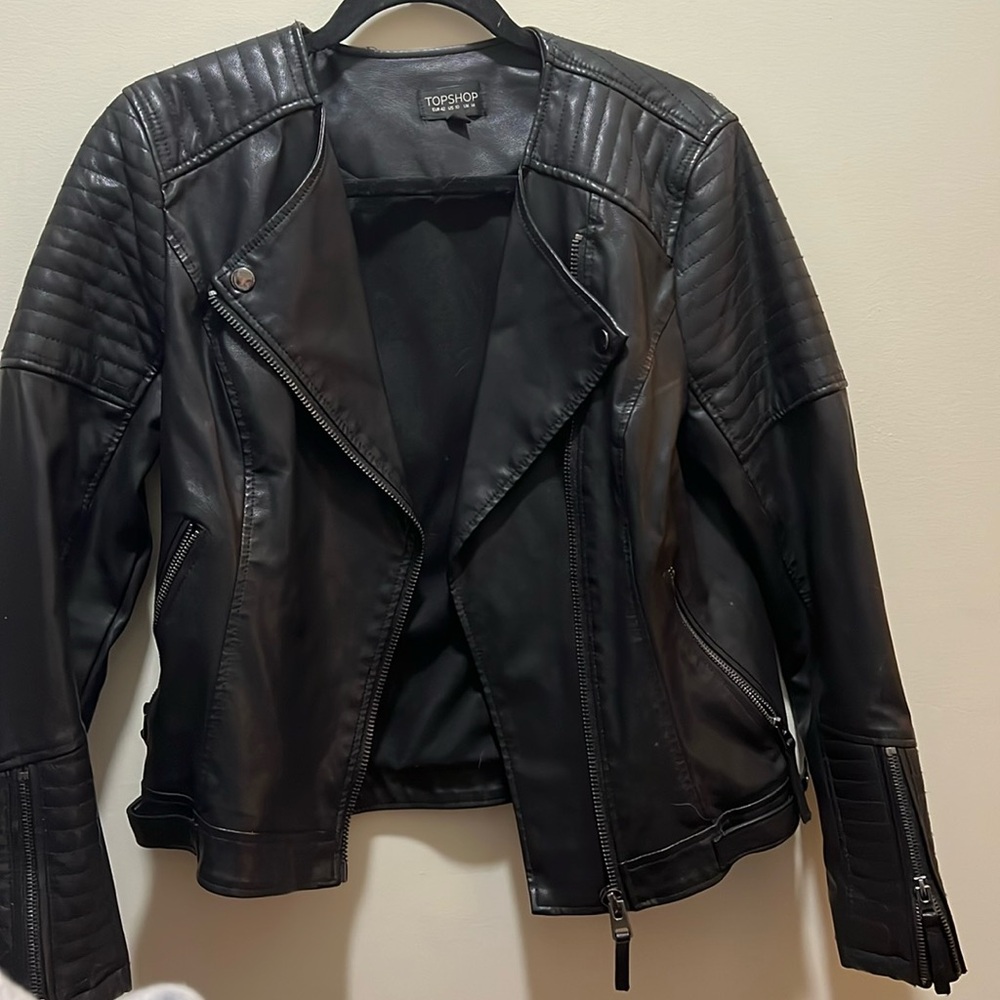 Topshop faux leather coat
